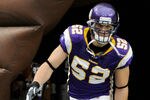 MINNEAPOLIS, MN - NOVEMBER 20: Chad Greenway #52 of the Minnesota Vikings runs onto the field before the game against the Oakland Raiders on November 20, 2011 at Hubert H. Humphrey Metrodome in Minneapolis, Minnesota. (Photo by Hannah Foslien/Getty Images)