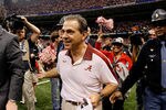 NEW ORLEANS, LA - JANUARY 09:  Head coach Nick Saban of the Alabama Crimson Tide looks on after defeating Louisiana State University Tigers in the 2012 Allstate BCS National Championship Game at Mercedes-Benz Superdome on January 9, 2012 in New Orleans, Louisiana. Alabama won the game by a score of 21-0.  (Photo by Kevin C. Cox/Getty Images)