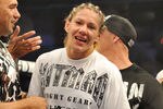 SAN JOSE, CA - AUGUST 15:  Cris Cyborg celebrates after defeating Gina Carano during their Middleweight Championship Title fight at Stikeforce: Carano vs. Cyborg on August 15, 2009 in San Jose, California.  (Photo by Jon Kopaloff/Getty Images)