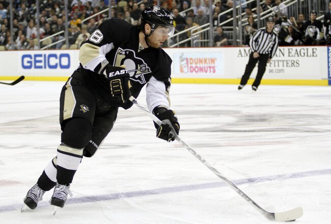 PITTSBURGH, PA - DECEMBER 13:  James Neal #18 of the Pittsburgh Penguins skates against the Detroit Red Wings during the game at Consol Energy Center on December 13, 2011 in Pittsburgh, Pennsylvania.  (Photo by Justin K. Aller/Getty Images)