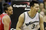 WASHINGTON, DC - FEBRUARY 28: Yi Jianlian #31 of the Washington Wizards against the Chicago Bullsat the Verizon Center in Washington on February 28, 2011 in Washington, DC. NOTE TO USER: User expressly acknowledges and agrees that, by downloading and/or using this Photograph, User is consenting to the terms and conditions of the Getty Images License Agreement.  (Photo by Rob Carr/Getty Images)