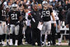 OAKLAND, CA - JANUARY 01:  Head coach Hue Jackson of the Oakland Raiders walks a replay and decides not to challenge a play when the San Diego Chargers appeared to fumble the ball on a kick off in the fourth quarter at O.co Coliseum on January 1, 2012 in Oakland, California.  (Photo by Ezra Shaw/Getty Images)
