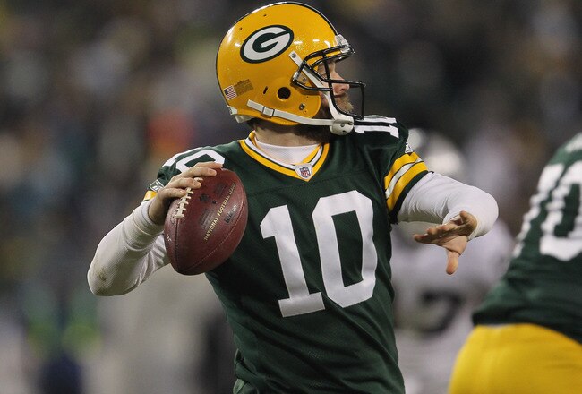 GREEN BAY, WI - DECEMBER 11:  Matt Flynn #10 of the Green Bay Packers passes against the Oakland Raiders at Lambeau Field on December 11, 2011 in Green Bay, Wisconsin. The Packers defeated the Raiders 46-16.  (Photo by Jonathan Daniel/Getty Images)