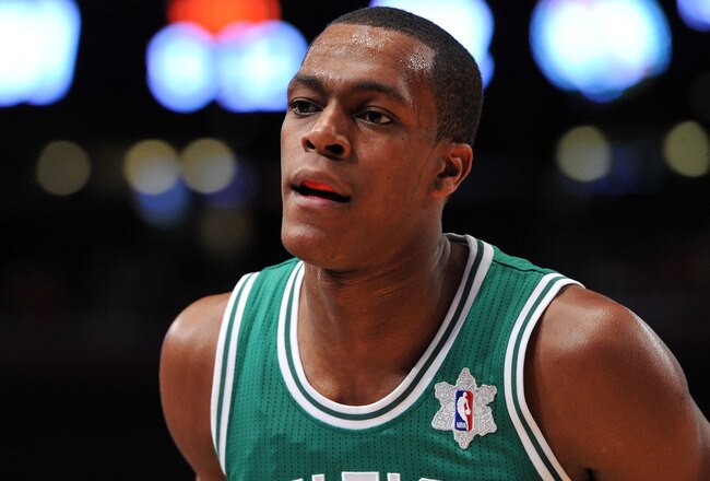 NEW YORK, NY - DECEMBER 25: Rajon Rondo #9 of the Boston Celtics looks on during the second half against the New York Knicks at Madison Square Garden on December 25, 2011 in New York City. NOTE TO USER: User expressly acknowledges and agrees that, by downloading and or using this photograph, User is consenting to the terms and conditions of the Getty Images License Agreement. (Photo by Christopher Pasatieri/Getty Images)