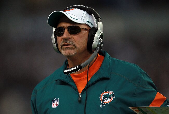 ARLINGTON, TX - NOVEMBER 24:  Head coach Tony Sparano of the Miami Dolphins during the Thanksgiving Day game at Cowboys Stadium on November 24, 2011 in Arlington, Texas.  (Photo by Ronald Martinez/Getty Images)