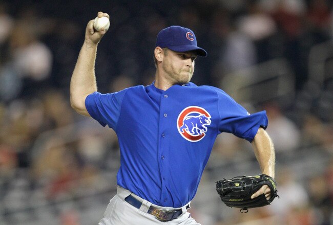 WASHINGTON, DC - JULY 06:  Reliever Kerry Wood #34 of the Chicago Cubs pitches against the Washington Nationals during the seventh inning at Nationals Park on July 6, 2011 in Washington, DC.  (Photo by Rob Carr/Getty Images)