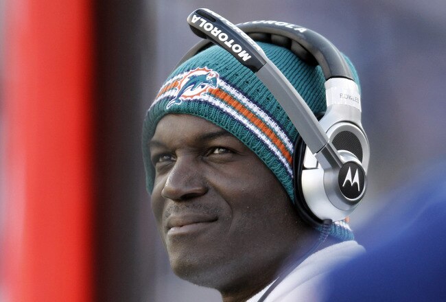 FOXBORO, MA - DECEMBER 24: Interim head coach Todd Bowles of the Miami Dolphins looks on during the first quarter against the New England Patriots at Gillette Stadium on December 24, 2011 in Foxboro, Massachusetts.  (Photo by Winslow Townson/Getty Images)