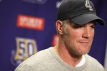 DETROIT, MI - JANUARY 02:  Brett Favre #4 of the Minnesota Vikings talks at a post game press conference after a 13-20 loss to the Detroit Lions at Ford Field on January 2, 2011 in Detroit, Michigan.  (Photo by Gregory Shamus/Getty Images)