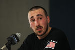 BOSTON, MA - MAY 23:  Brad Marchand #63 of the Boston Bruins speaks to the media after their 3 to 1 win over the Tampa Bay Lightning in Game Five of the Eastern Conference Finals during the 2011 NHL Stanley Cup Playoffs at TD Garden on May 23, 2011 in Boston, Massachusetts.  (Photo by Bruce Bennett/Getty Images)