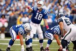 INDIANAPOLIS - OCTOBER 04:  Peyton Manning #18 of the Indianapolis Colts is pictured during the NFL game against the Seattle Seahawks at Lucas Oil Stadium on October 4, 2009 in Indianapolis, Indiana. The Colts won 34-17.  (Photo by Andy Lyons/Getty Images)