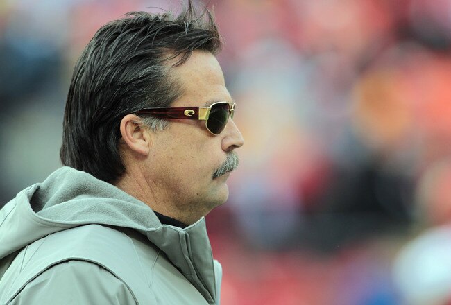 KANSAS CITY, MO - DECEMBER 26:  Head coach Jeff Fisher of the Tennessee Titans looks on from the sidelines during the game against the Kansas City Chiefs on December 26, 2010 at Arrowhead Stadium in Kansas City, Missouri.  (Photo by Jamie Squire/Getty Images)