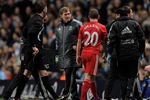 MANCHESTER, ENGLAND - JANUARY 11:   Jay Spearing of Liverpool goes off with an injury during the  Carling Cup Semi Final First Leg match between Manchester City and Liverpool at the Etihad Stadium on January 11, 2012 in Manchester, England. (Photo by Michael Regan/Getty Images)