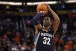 PHOENIX - NOVEMBER 05:  O.J. Mayo #32 of the Memphis Grizzlies shoots a free throw shot during the NBA game against the Phoenix Suns at US Airways Center on November 5, 2010 in Phoenix, Arizona. NOTE TO USER: User expressly acknowledges and agrees that, by downloading and or using this photograph, User is consenting to the terms and conditions of the Getty Images License Agreement.  (Photo by Christian Petersen/Getty Images)