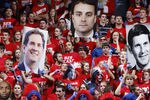 DAYTON, OH - DECEMBER 7: Dayton Flyers fans hold up cardboard photos while cheering during the game against the Alabama Crimson Tide at University of Dayton Arena on December 7, 2011 in Dayton, Ohio. Dayton defeated Alabama 74-62. (Photo by Joe Robbins/Getty Images)