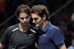 LONDON, ENGLAND - NOVEMBER 22:  Rafael Nadal of Spain greets Roger Federer of Switzerland after the men's singles match during the Barclays ATP World Tour Finals at the O2 Arena on November 22, 2011 in London, England. Federar won 6-3 6-0.  (Photo by Michael Regan/Getty Images for Barclays ATP Finals)