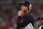 ST. LOUIS, MO - JANUARY 1: Head coach Jim Harbaugh of the San Francisco 49ers looks on from the sideline against St. Louis Rams at the Edward Jones Dome on January 1, 2012 in St. Louis, Missouri.  The 49ers beat the Rams 34-27.  (Photo by Dilip Vishwanat/Getty Images)