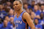 DALLAS, TX - MAY 25:  Russell Westbrook #0 of the Oklahoma City Thunder reacts in the fourth quarter while taking on the Dallas Mavericks in Game Five of the Western Conference Finals during the 2011 NBA Playoffs at American Airlines Center on May 25, 2011 in Dallas, Texas. NOTE TO USER: User expressly acknowledges and agrees that, by downloading and or using this photograph, User is consenting to the terms and conditions of the Getty Images License Agreement.  (Photo by Ronald Martinez/Getty Images)