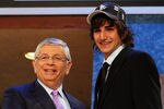 NEW YORK - JUNE 25:  NBA Commissioner David Stern poses for a photograph with the fifth overall draft pick by the Minnesota Timberwolves,  Ricky Rubio during the 2009 NBA Draft at the Wamu Theatre at Madison Square Garden June 25, 2009 in New York City. NOTE TO USER: User expressly acknowledges and agrees that, by downloading and/or using this Photograph, User is consenting to the terms and conditions of the Getty Images License Agreement.  (Photo by Jim McIsaac/Getty Images)