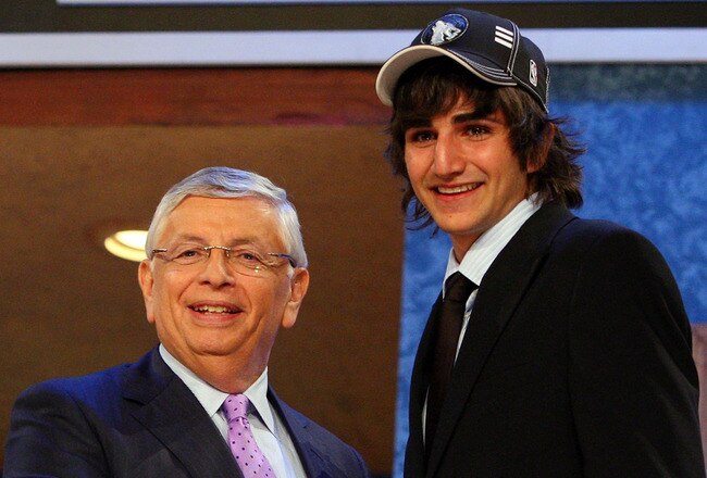 NEW YORK - JUNE 25:  NBA Commissioner David Stern poses for a photograph with the fifth overall draft pick by the Minnesota Timberwolves,  Ricky Rubio during the 2009 NBA Draft at the Wamu Theatre at Madison Square Garden June 25, 2009 in New York City. NOTE TO USER: User expressly acknowledges and agrees that, by downloading and/or using this Photograph, User is consenting to the terms and conditions of the Getty Images License Agreement.  (Photo by Jim McIsaac/Getty Images)