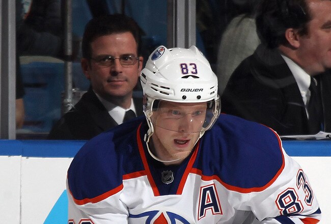 UNIONDALE, NY - DECEMBER 31:  Ales Hemsky #83 of the Edmonton Oilers skates against the New York Islanders at the Nassau Veterans Memorial Coliseum on December 31, 2011 in Uniondale, New York. The Islanders defeated the Oilers 4-1.  (Photo by Bruce Bennett/Getty Images)