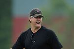 FLOWERY BRANCH, GA - MAY 9: Defensive coordinator Brian VanGorder of the Atlanta Falcons yells at the defense during minicamp at the Falcons Complex on May 9, 2009 in Flowery Branch, Georgia. (Paul Abell/Getty Images)
