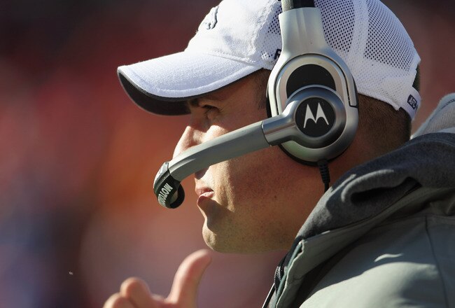 KANSAS CITY, MO - DECEMBER 05:  Head coach Josh McDaniels of the Denver Broncos looks on from the sidelines during the game against the Kansas City Chiefs on December 5, 2010 at Arrowhead Stadium in Kansas City, Missouri.  (Photo by Jamie Squire/Getty Images)