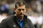 NEW ORLEANS, LA - JANUARY 07:  Head coach Jim Schwartz of the Detroit Lions looks on during warm ups prior to playing against the New Orleans Saints in the 2012 NFC Wild Card Playoff at Mercedes-Benz Superdome game on January 7, 2012 in New Orleans, Louisiana.  (Photo by Ronald Martinez/Getty Images)