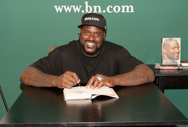 NEW YORK, NY - NOVEMBER 15:  Shaquille O'Neal promotes 'Shaq Uncut: My Untold Story' at the Barnes & Noble, 5th Avenue on November 15, 2011 in New York City.  (Photo by Slaven Vlasic/Getty Images)