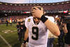 SAN FRANCISCO, CA - JANUARY 14:  Drew Brees #9 of the New Orleans Saints reacts after they lost their game against the the San Francisco 49ers in the NFC Divisional playoff game at Candlestick Park on January 14, 2012 in San Francisco, California.  (Photo by Ezra Shaw/Getty Images)