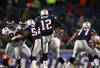 FOXBORO, MA - JANUARY 14:  Tom Brady #12 of the New England Patriots punts the ball in the fourth quarter against the Denver Broncos during their AFC Divisional Playoff Game at Gillette Stadium on January 14, 2012 in Foxboro, Massachusetts.  (Photo by Al Bello/Getty Images)