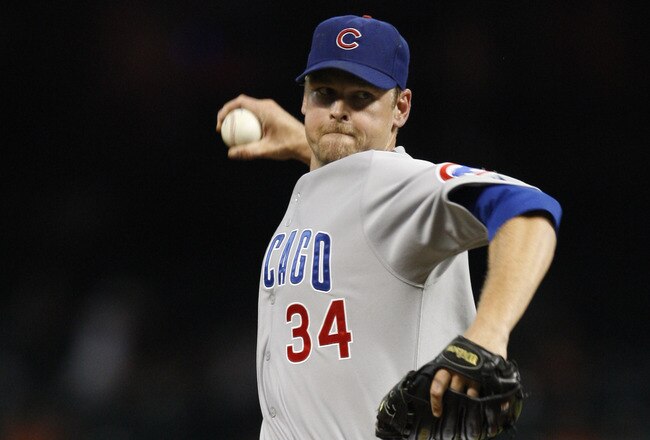 HOUSTON, TX - AUGUST 15: Pitcher Kerry Wood #34 of the Chicago Cubs delivers a pitch to the Houston Astros in the ninth inning of their 4-3 victory on August 15, 2011 at Minute Maid Park in Houston, Texas. (Photo by Eric Christian Smith/Getty Images)
