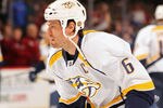 DENVER, CO - JANUARY 10:  Shea Weber #6 of the Nashville Predators warms up prior to facing the Colorado Avalanche at the Pepsi Center on January 10, 2012 in Denver, Colorado. The Predators defeated the Avalanche 4-1.  (Photo by Doug Pensinger/Getty Images)
