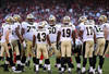 SAN FRANCISCO, CA - JANUARY 14:  Darren Sproles #43 and the New Orleans Saints huddle on the field against the San Francisco 49ers during the NFC Divisional playoff game at Candlestick Park on January 14, 2012 in San Francisco, California. The 49ers won the game 36-32.  (Photo by Jed Jacobsohn/Getty Images)
