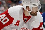 TORONTO, CANADA - JANUARY 07: Henrik Zetterberg #40 of the Detroit Red Wings prepares for a faceoff during NHL action against the Toronto Maple Leafs at the Air Canada Centre January 7, 2012 in Toronto, Ontario, Canada. (Photo by Abelimages/Getty Images)