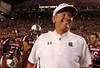 COLUMBIA, SC - NOVEMBER 26:  Head coach Steve Spurrier of the South Carolina Gamecocks celebrates after defeating the Clemson Tigers 34-13 at Williams-Brice Stadium on November 26, 2011 in Columbia, South Carolina.  (Photo by Streeter Lecka/Getty Images)