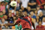 PHILADELPHIA, PA - AUGUST 10: Edson Buddle #9 of the United States heads the ball in front of Hector Moreno #15 of Mexico at Lincoln Financial Field on August 10, 2011 in Philadelphia, Pennsylvania. (Photo by Drew Hallowell/Getty Images)