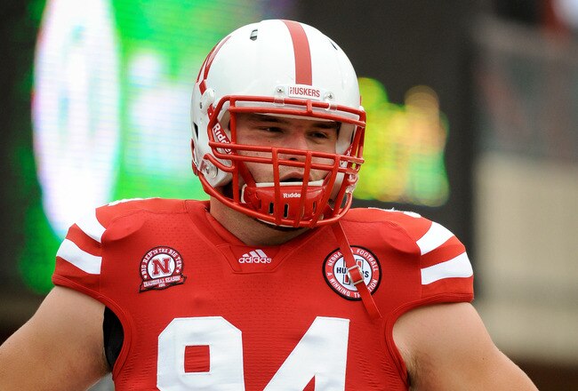 LINCOLN, NE - SEPTEMBER 17: Jared Crick #94 of the Nebraska Cornhuskers warms up before their game agains the Washington huskies at Memorial Stadium September 17, 2011 in Lincoln, Nebraska. Nebraska won 51-38.(Photo by Eric Francis/Getty Images)