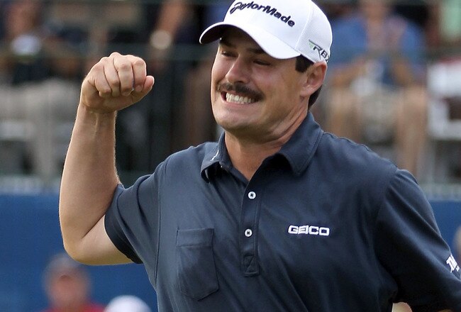 HONOLULU, HI - JANUARY 15:  Johnson Wagner reacts after winning the Sony Open in Hawaii at  Waialae Country Club on January 15, 2012 in Honolulu, Hawaii.  (Photo by Sam Greenwood/Getty Images)