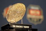 NEW ORLEANS, LA - JANUARY 10:   The Coaches' Trophy, awarded to head coach Nick Saban of the Alabama Crimson Tide after defeating Louisiana State University Tigers in the 2012 Allstate BCS National Championship Game during a press conference on January 10, 2012 in New Orleans, Louisiana.  (Photo by Andy Lyons/Getty Images)