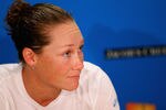 MELBOURNE, AUSTRALIA - JANUARY 17: Samantha Stosur of Australia talks to the media at a press conference after her first round loss against Sorana Cirstea of Romania during day two of the 2012 Australian Open at Melbourne Park on January 17, 2012 in Melbourne, Australia. (Photo by Lucas Dawson/Getty Images)