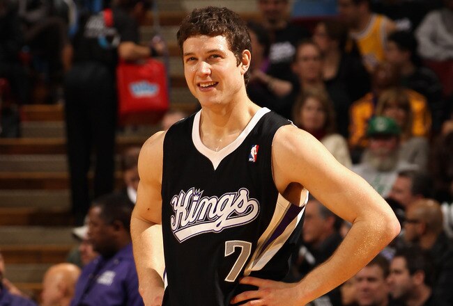 SACRAMENTO, CA - DECEMBER 26:  Jimmer Fredette #7 of the Sacramento Kings in action against the Los Angeles Lakers at Power Balance Pavilion on December 26, 2011 in Sacramento, California.  NOTE TO USER: User expressly acknowledges and agrees that, by downloading and or using this photograph, User is consenting to the terms and conditions of the Getty Images License Agreement.  (Photo by Ezra Shaw/Getty Images)