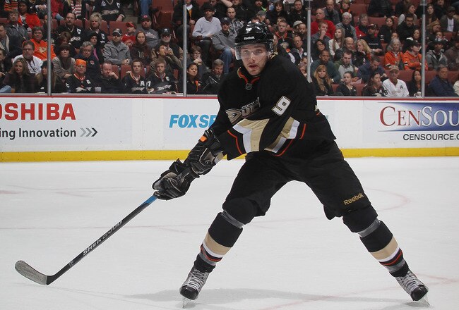 ANAHEIM, CA - JANUARY 10: Bobby Ryan #9 of the Anaheim Ducks skates against the Dallas Stars at the Honda Center on January 10, 2012 in Anaheim, California. The Ducks defeated the Stars 5-2.  (Photo by Bruce Bennett/Getty Images)