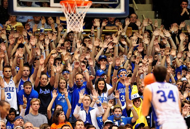 DURHAM, NC - JANUARY 12:  Ryan Kelly #34 of the Duke Blue Devils shoots a free throw against the Virginia Cavaliers during play at Cameron Indoor Stadium on January 12, 2012 in Durham, North Carolina. Duke won 61-58.  (Photo by Grant Halverson/Getty Images)
