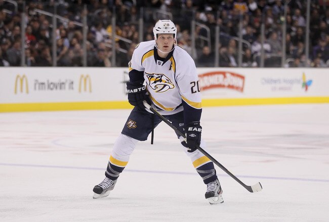 LOS ANGELES, CA - NOVEMBER 08:  Ryan Suter #20 of the Nashville Predators skates against the Los Angeles Kings at Staples Center on November 8, 2011 in Los Angeles, California.  (Photo by Jeff Gross/Getty Images)