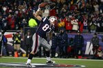 FOXBORO, MA - JANUARY 14:  Rob Gronkowski #87 of the New England Patriots celebrates by spiking the ball after he scored a 19-yard touchdown reception in the second quarter against the Denver Broncos during their AFC Divisional Playoff Game at Gillette Stadium on January 14, 2012 in Foxboro, Massachusetts.  (Photo by Al Bello/Getty Images)