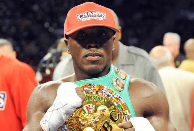 CARSON, CA - SEPTEMBER 27:  Andre Berto poses for a photo after defeating Steve Forbes to retian the belt during their WBC welterweight title bout at the Home Depot Center on September 27, 2008 in Carson, California.  (Photo by Harry How/Getty Images)