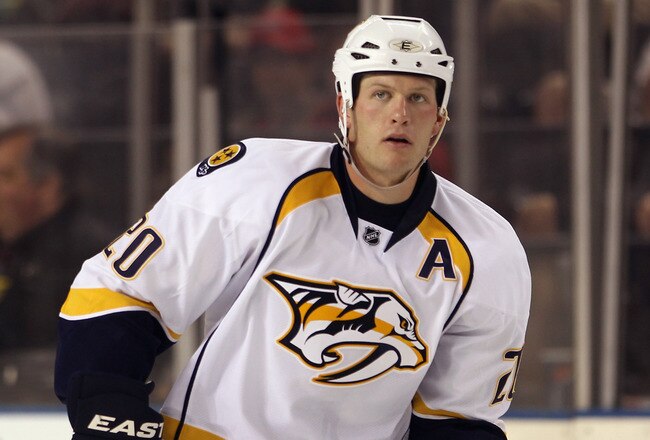BALTIMORE, MD - SEPTEMBER 20:  Ryan Suter #20  of the Nashville Predators skates against the Washington Capitals at the 1st Mariner Arena on September 20, 2011 in Baltimore, Maryland. The Predators defeated the Capitals 2-0.  (Photo by Bruce Bennett/Getty Images)