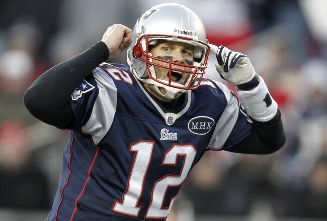 FOXBORO, MA - DECEMBER 24: Tom Brady #12 of the New England Patriots calls out signals against the Miami Dolphins during the second half of New England's 27-24 win at Gillette Stadium on December 24, 2011 in Foxboro, Massachusetts.  (Photo by Winslow Townson/Getty Images)