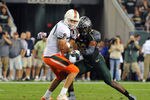TAMPA, FL - NOVEMBER 19:  Tight end Chase Ford #9 of the Miami Hurricanes grabs a pass against the South Florida Bulls November 19, 2011 at Raymond James Stadium in Tampa, Florida.  Miami won 6 - 3. (Photo by Al Messerschmidt/Getty Images)