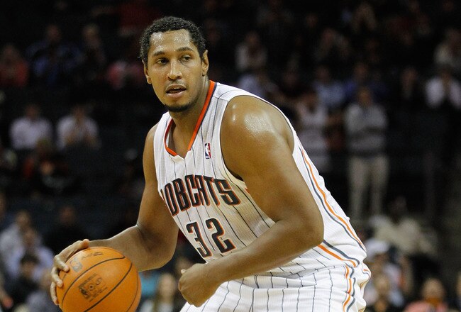CHARLOTTE, NC - JANUARY 10:  Boris Diaw #32 of the Charlotte Bobcats against the Houston Rockets during their game at Time Warner Cable Arena on January 10, 2012 in Charlotte, North Carolina.   NOTE TO USER: User expressly acknowledges and agrees that, by downloading and or using this photograph, User is consenting to the terms and conditions of the Getty Images License Agreement.  (Photo by Streeter Lecka/Getty Images)
